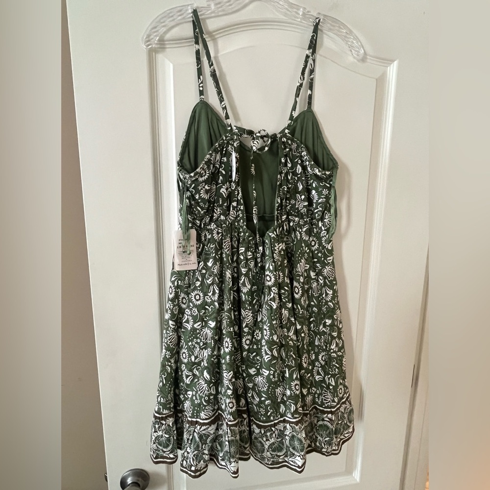 Sincerely Jules Olive Green Floral Dress Adjustable Straps, Lined Size Jrs. XL - Picture 6 of 16
